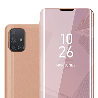Abbildung von Cadorabo Hülle kompatibel mit Samsung Galaxy A71 4G Schutzhülle TPU Silikon Case 360 View Spiegel, Slim Kratzfest Weiche Gummi Rundumschutz Cover für in Pink