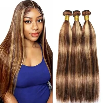 Abbildung von Tuheerst Echthaar Tressen Bundles Human Hair Extensions Straight 3 Brasilianische Haare Bündel Long P427 Total 300g Remy for Woman 30 Zoll