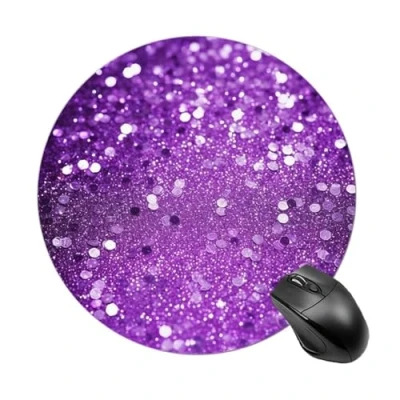 Abbildung von Glitzerndes violettes Glitzer Mauspad, rund, Computer wasserdicht, Gaming Mauspads mit rutschfester Gummiunterseite, waschbare Mauspads, personalisiertes Mauspad für Schreibtischunterlage, 20
