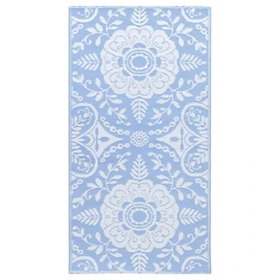 Abbildung von vidaXL Outdoor Teppich Zweischichtiger Jacquard Terrassenteppich Außenteppich Küchenteppich Indoor Terrasse Balkon Flur Küche Bad Babyblau 80x150cm PP