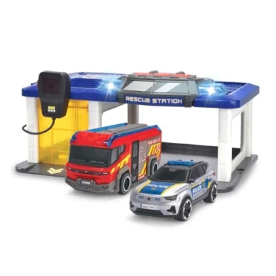 Abbildung von Dickie Toys Spielzeug Feuerwehr Spielfahrzeug Spielwelt Polizei Rescue Station 203716