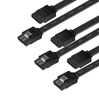Abbildung von BENFEI SATA III Kabel, 3 Stück, 6Gbps, gerade, HDD SDD Datenkabel mit Arretierung, 45,7 cm für HDD, SSD, CD Treiber, Writer,Schwarz