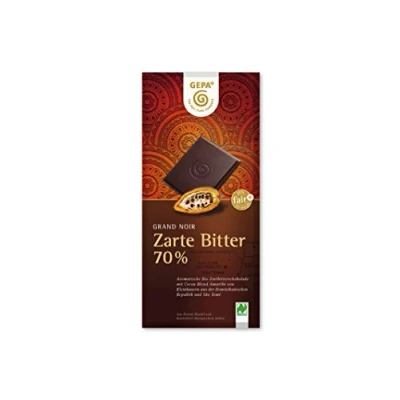Abbildung von GEPA Bio Grand Noir Zartbitter, 70% Cacao, 5er Pack (5x 100 g Packung)