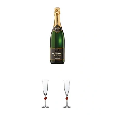 Abbildung von Krimskoye Weiß Krimsekt Halbtrocken Ukraine 0,75 Liter + Stölzle L&#039;Amour Sektkelch rotes Herz 3886207