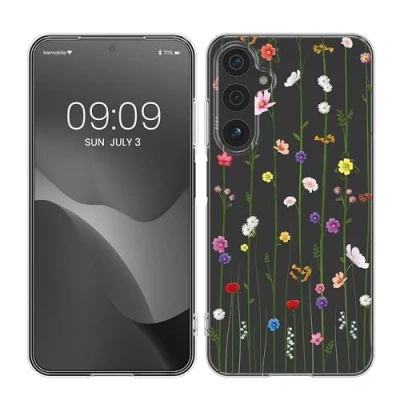 Abbildung von kwmobile Case kompatibel mit Samsung Galaxy A15 5G Hülle Silikon Transparent Wildblumen Ranke Mehrfarbig