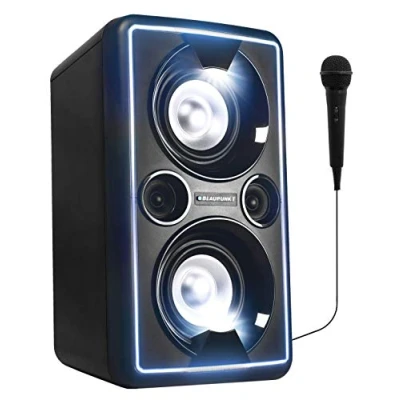 Abbildung von BLAUPUNKT PS 2000 Mobile PA Sound Anlage mit Akku &amp; Lichteffekten Bluetooth Soundsystem Equalizer Radio inkl. Mikrofon (MP3, USB, AUX, 2 x 25 Watt RMS)