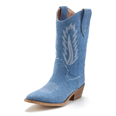 Abbildung von Lascana Cowboy/Bikerboot, Damen, Größe: 36, Denimblau Schuhe