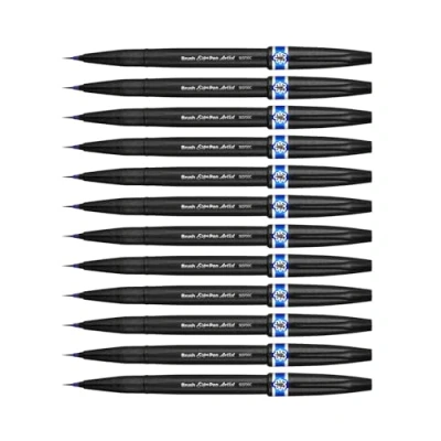 Abbildung von Pentel SESF30C CX Extra feine Pinsel Spitze, 12 Stück blau