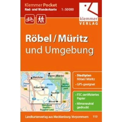 Abbildung von Klemmer Pocket Rad und Wanderkarte Röbel/Müritz Umgebung: GPS geeignet, Touren Tipps auf der Rückseite, 1:50000