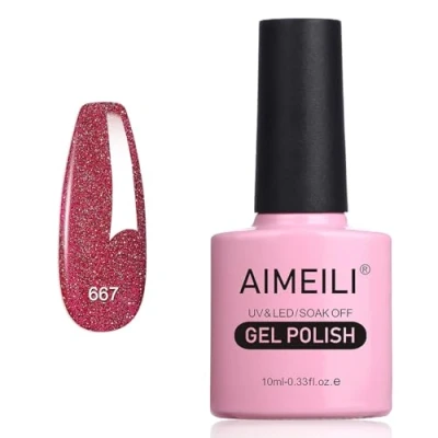 Abbildung von AIMEILI Glitzer Gel Nagellack UV LED Soak Off Mit Glitzerpartikel Sparkle Nail Polish Luminous 10ml 667