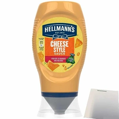 Abbildung von Hellmann&#039;s Cheese Style Sauce perfekt zu Burger und Nachos (250ml Flasche) + usy Block
