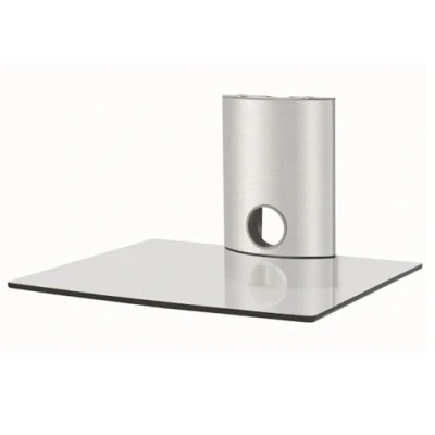 Abbildung von NEG HiFi Regal Suspender 501S Rack Konsolen Wandregal schwebend (Silber) mit großer Glas Ablage (transparent) und Kabelmanagement System