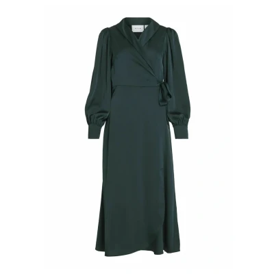 Abbildung von VILA Wickel LANGÄRMELIGES MIDI Freizeitkleid, Damen, Größe: 34, Scarab