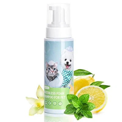 Abbildung von Nobleza Trocken Schaum Shampoo für Hunde und Katzen Kaninchen,Geeignet Haustiere mit geringem Widerstand,Shampoo Mousse Kätzchen Welpen, Waschen ohne Wasser oder Ausspülen 250 ml