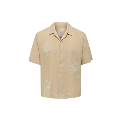 Abbildung von Only &amp; Sons Embroidery Resort Hemd, Herren, Größe: Small, Braun