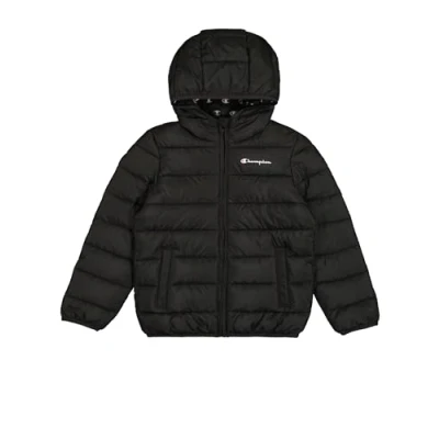 Abbildung von Champion Script SHOP Hooded Contrast Small LOGO Unisex Winterjacke für Kinder, Größe: 102/107, Black