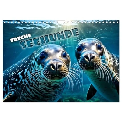Abbildung von Freche Seehunde (Wandkalender 2025 DIN A4 quer), CALVENDO Monatskalender