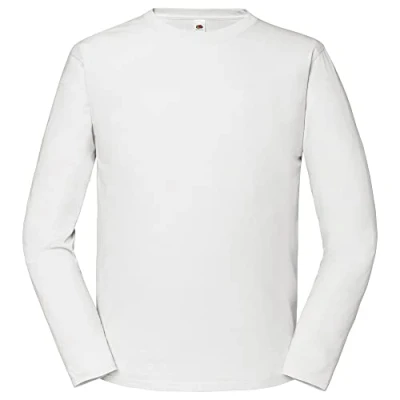 Abbildung von Fruit of the Loom Iconic 195 Ringspun Premium Long Sleeve T Herren Langarm Shirt, Farbe:weiß, Größe:M