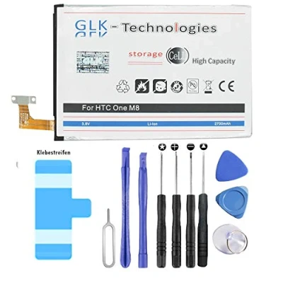 Abbildung von High Power Ersatzakku für HTC One M8, Dual SIM, E8 B0P6B100 Original GLK Technologies Battery accu 2700 mAh Akku inkl. Werkzeug Set Kit NEU