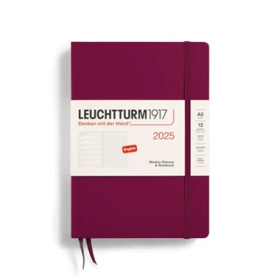 Abbildung von LEUCHTTURM1917 370662 Wochenkalender &amp; Notizbuch Dotted Medium (A5) 2025, Port Red, Englisch