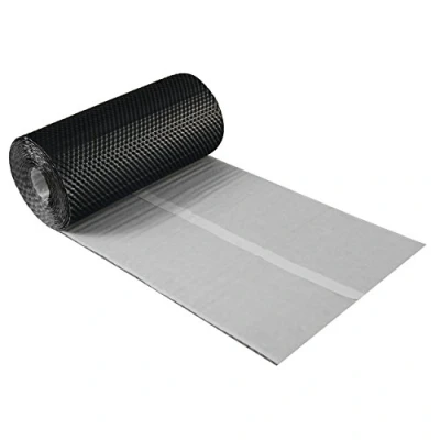 Abbildung von Kaminanschlussband 3D Strukturiertes Aluminium 300 mm x 5 m, 7 Farben Wandanschlussband Dach Kamin Wand Schornstein (Schwarz)