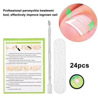 Abbildung von Semme Professionelle Nagel Korrektur Aufkleber, Pediküre Paronychie wiederherstellen Eingewachsene Zehe Maniküre Clipper Fixer Spezielle Werkzeuge Fuß CareTool Kit(24Pcs)