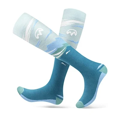 Abbildung von OutdoorMaster 2 Paar Skisocken für Damen, Winter Snowboarding Atmungsaktive Thermische Socken Outdoor Sportarten mit Über die Wade Design/Anti Rutsch Bündchen