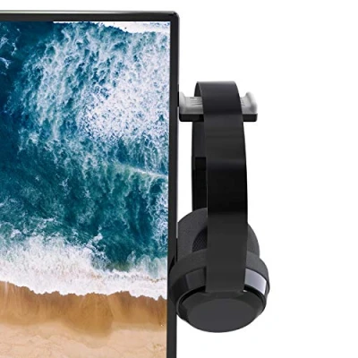 Abbildung von TotalMount Universal Kopfhörerhalterung Headset Ständer Aufhänger PC Monitor für alle Over Ear und On Kopfhörer, schwarz/grau