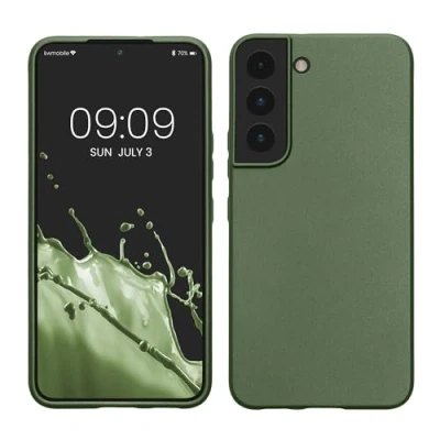 Abbildung von kwmobile Case kompatibel mit Samsung Galaxy S22 Hülle Schutzhülle aus Silikon metallisch schimmernd Handyhülle Metallic Tannengrün
