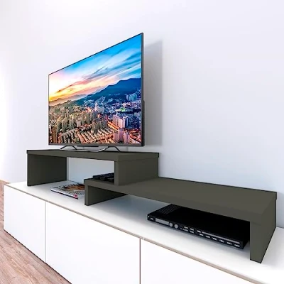 Abbildung von Henor TV Schrank verstellbare Leiter FSC® Holz 110+90 x 35 30/15 cm Graphit