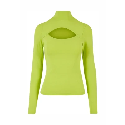 Abbildung von Urban Classics Cutout Turtleneck Langarmshirt, Damen, Größe: XS, Frozenyellow