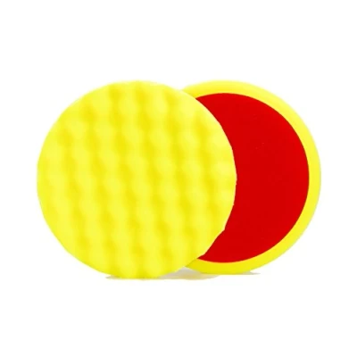 Abbildung von ALCLEAR 568030M Schleifpad, Auto Polierschwämme, medium gewaffelt, Durchmesser: 80x25 mm, gelb,2er Set, Polierpad polieren Pad Schwamm Polierschaum f. Poliermaschine