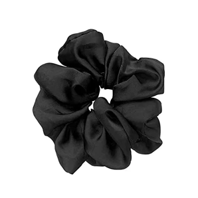 Abbildung von JeoPoom Seide Haargummi, Haare Ringe, Haargummis Elastische Haarbänder Pferdeschwanz Haarschmuck für Damen und Mädchen(Schwarz)