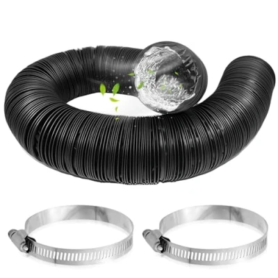 Abbildung von Abluftschlauch Ø100mm Länge 6m Flexibel PVC Alurohr Klimageräte Lüftungsschlauch, Flex Schlauch Alu für Mobile Klimaanlage Wäschetrockner Abzugshaube Trockner, Schwarz