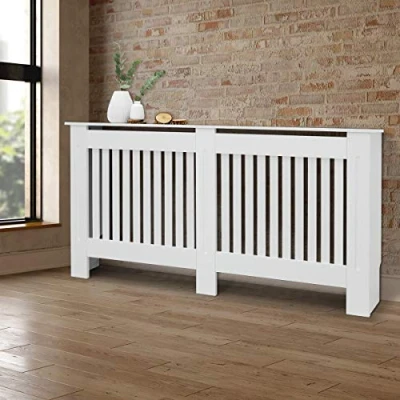 Abbildung von ECD Germany Heizkörperverkleidung Landhausstil 152x19x82 cm Weiß aus MDF lackiert für Schlafzimmer Wohnzimmer Heizungsverkleidung Heizkörperabdeckung Heizungsabdeckung Heizung Heizkörper Abdeckung