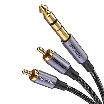Abbildung von MOSWAG 6.35mm 1/4&quot; TRS to Dual RCA Audio Cable, 6,35mm 1/4&#039;&#039; Männlich zu 2 Stereo Adapter Y Splitter Cinch Kabel