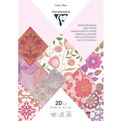 Abbildung von Clairefontaine 95093C Block verleimt mit 20 Bögen Papier aus aller Welt (21 x 29,7 cm, geeignet für Scrapbooking) 1 Pack violett