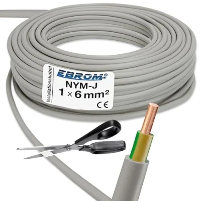 Abbildung von EBROM Mantelleitung Erdungskabel Erdungsleitung GRAU NYM J 1x6 mm² Meterware auf den Meter genau Auswahl in 1 Schritten Ihre Auswahl: 6 mm2 Länge: 18