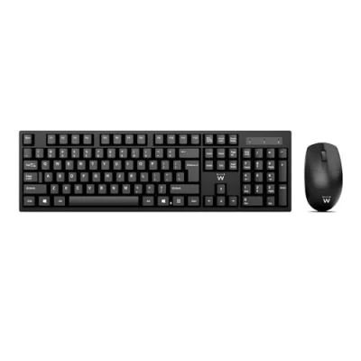 Abbildung von Ewent Kabelloses Tastatur und Maus Set, QWERTY Layout, spanisches Layout für PC/Notebook/Laptop, Windows, einzelner USB Empfänger, Schwarz