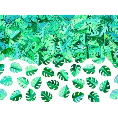 Abbildung von Générique Konfetti Blätter 1,5x2cm 15g Tischdeko Streudeko Tischkonfetti Confetti Tropenblätter Monstera grün