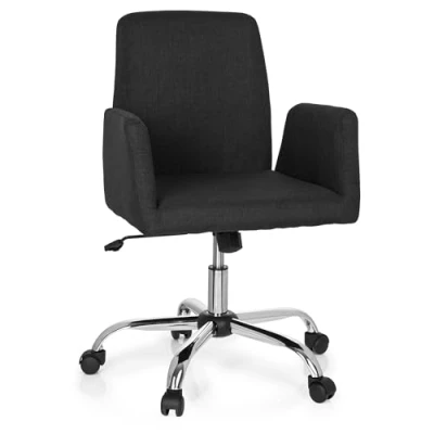 Abbildung von hjh OFFICE 723032 Living Stuhl Flow Stoff Schwarz Bürostuhl Drehsessel gepolstert mit Rollen &amp; Wippfunktion, höhenverstellbar