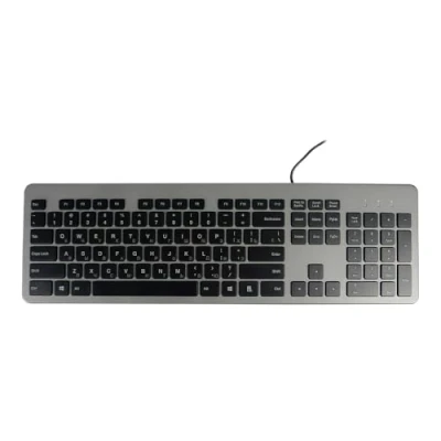 Abbildung von HDWR typerCLAW PC120R Kabelgebundene Tastatur, Kyrillisch Unterstützung, Leise Folientasten, Russisches Layout, USB 3.0, Schwarz, Desktop Design