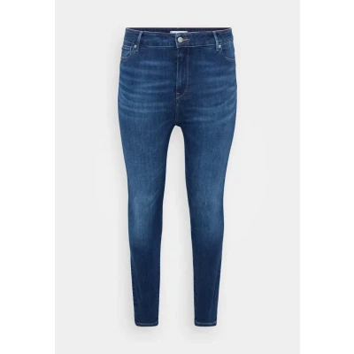 Abbildung von Tommy Hilfiger Curve SKINNY fit Jeans &quot;CRV HARLEM RW NEW DOREEN&quot;, in Großen Größen, Logo Badge, stoned wash Optik