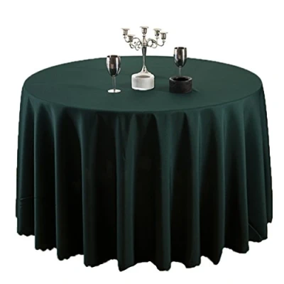 Abbildung von TANGMEN Tischdecke, rund, für Haus, Restaurant, Hochzeit, Zeremonie, knitterfrei, schmutzabweisend, Tischdekoration Empfang, Geburtstag, Dunkelgrün, 200 cm