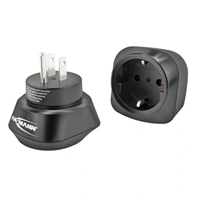 Abbildung von ANSMANN Reiseadapter USA Schuko Reisestecker EU to mit Schutzklasse 1 &amp; 2 Travel Adapter für Reisen nach China Kanada Brasilien Thailand Philippinen Japan Mexico Südamerika Kuba etc.