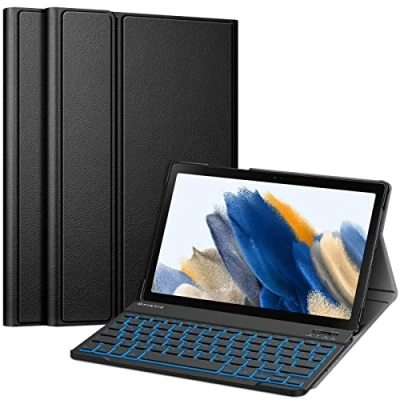 Abbildung von Fintie Beleuchtete Tastatur Hülle für Samsung Galaxy Tab A8 10.5 Zoll 2022/2021 SM X200/X205/X207 Keyboard Cover mit Abnehmbarer QWERTZ Layout Hintergrundbeleuchtung Tastatur, Schwarz