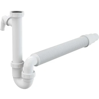 Abbildung von AlcaPlast Siphon Spülbecken Ablaufgarnitur 1,5&#039;&#039;, m. Röhrensiphon u. 2 Geräteanschlüssen