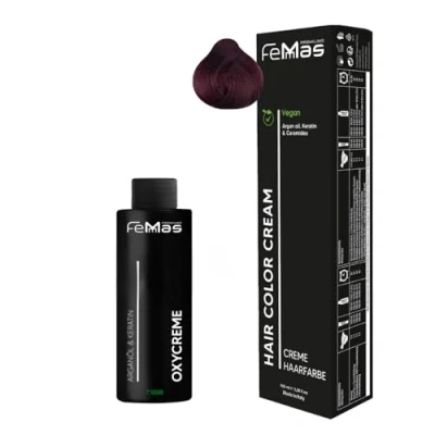 Abbildung von Femmas Haarfarbe Set Mittelblond Violett Rot 7.26 I Hair Color Cream 100ml + Oxycreme 6% Permanente Haar Coloration Entwickler Schonend &amp; langanhaltend Salon für Zuhause