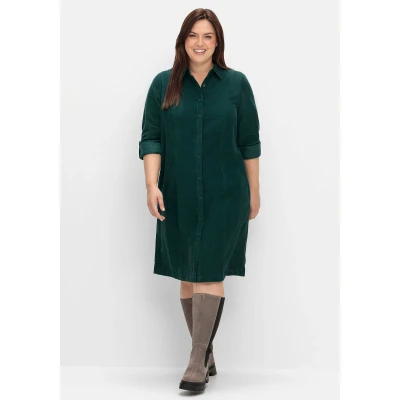 Abbildung von Sheego Blusenkleid &quot;Große Größen&quot;, aus weichem Cord, mit Krempelarm