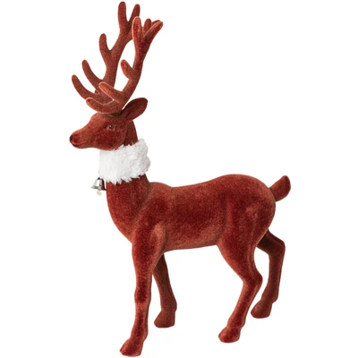 Abbildung von Creativ deco Weihnachtsfigur &quot;Hirsch, Weihnachtsdeko rot&quot;, mit feiner Samtoberfläche